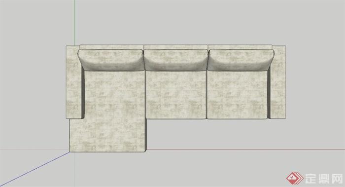 现代转角布艺沙发SU模型(2)