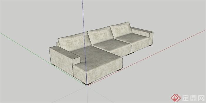 现代转角布艺沙发SU模型(1)