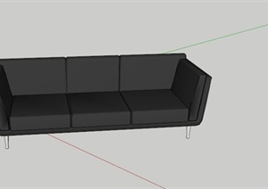 黑色皮质木材沙发SU(草图大师)模型