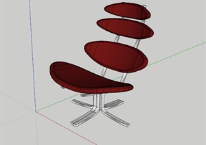 红色圆盘拼接椅子SU(草图大师)模型