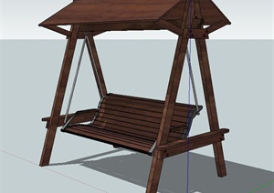 室外木质秋千椅设计SU(草图大师)模型