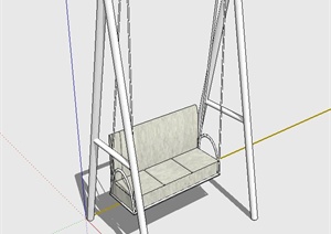 现代室外钢架结构秋千椅设计SU(草图大师)模型