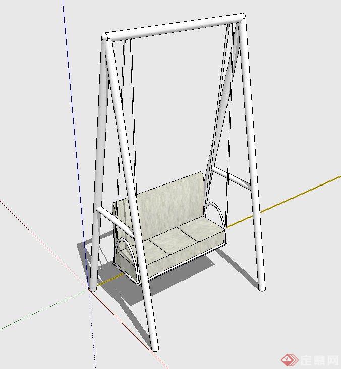 现代室外钢架结构秋千椅设计SU模型(1)