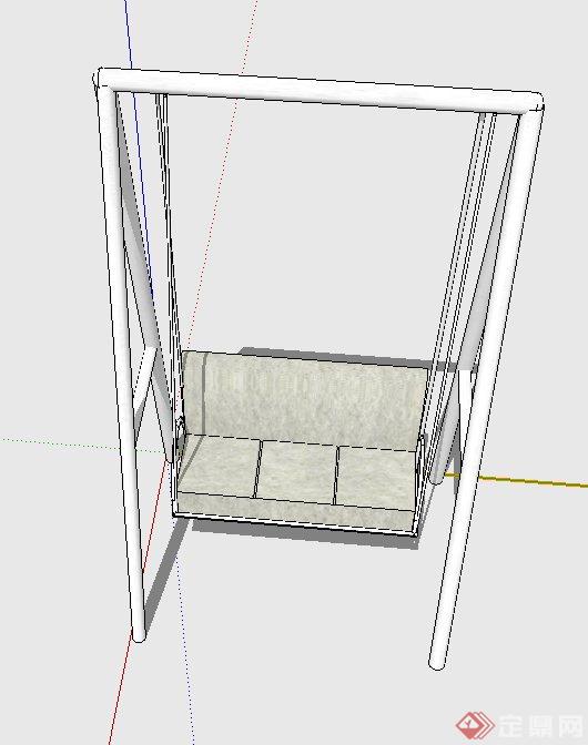 现代室外钢架结构秋千椅设计SU模型(2)