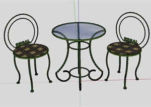 室外两人休闲圆桌椅设计SU(草图大师)模型
