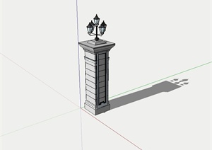 某庭院欧式景观灯柱设计SU(草图大师)模型