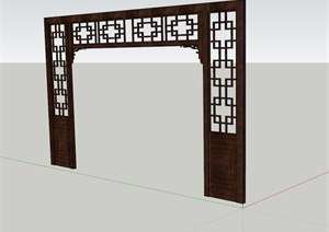 古典中式室内木质装饰隔断设计SU(草图大师)模型