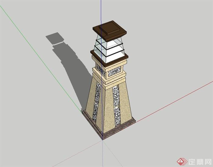 现代风格广场景观灯柱设计su模型(2)