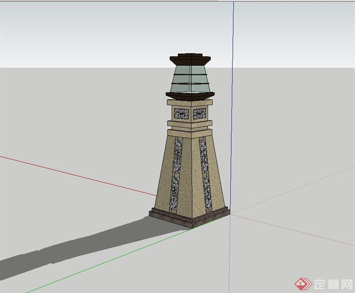 现代风格广场景观灯柱设计su模型(3)