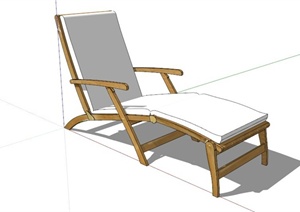 现代木制白色躺椅SU(草图大师)模型