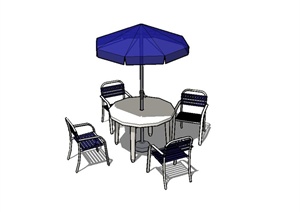 某现代户外伞桌椅设计SU(草图大师)模型