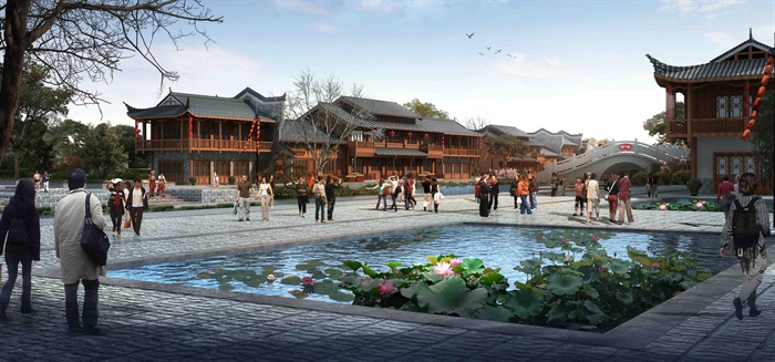 某古典中式民族风情村落景观设计3d模型