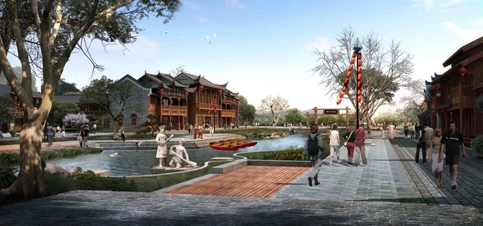 某古典中式民族风情村落景观设计3d模型