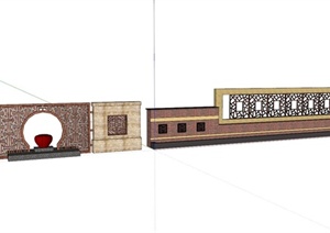 两款中式风格镂空景墙设计SU(草图大师)模型