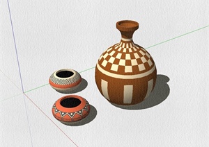 时尚艺术陶瓷品装饰瓶罐设计SU(草图大师)模型