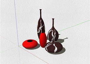 现代艺术陶瓷品装饰瓶罐设计SU(草图大师)模型