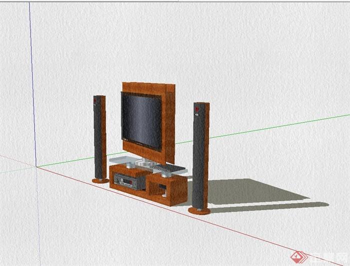 家庭影院电视、音响组合设计su模型(2)