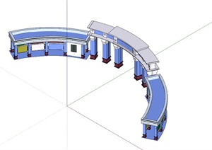 欧式弧形对称廊架设计SU(草图大师)模型