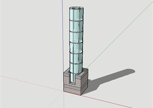 现代风格街道景观灯柱设计SU(草图大师)模型