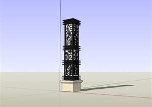 某欧式铁艺景观灯柱设计SU(草图大师)模型