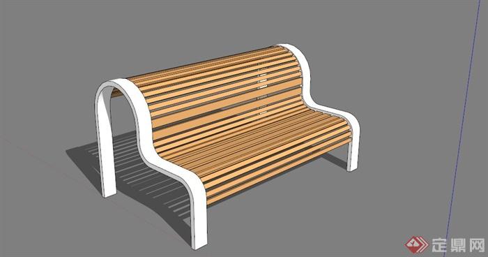 现代木条拼接户外椅子SU模型(1)