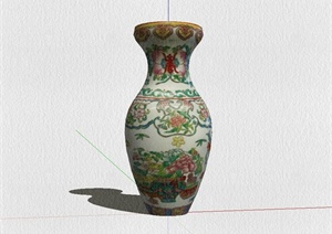 某古典中式漂亮陶瓷花瓶设计SU(草图大师)模型
