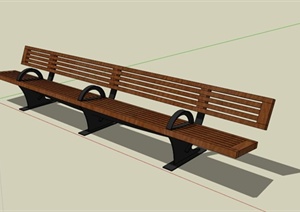公园木制长椅坐凳SU(草图大师)模型