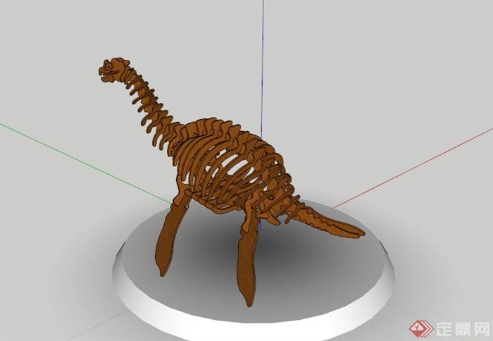 现代积木恐龙雕塑设计SU模型(1)