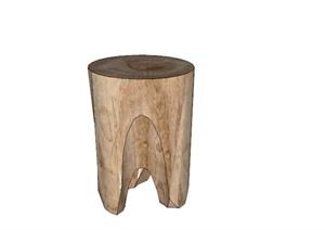 原生态木桩凳子设计SU(草图大师)模型