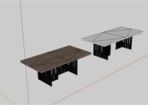 现代简约桌子组合SU(草图大师)模型