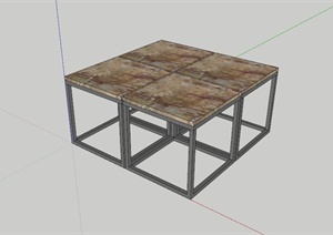现代铁架桌子组合SU(草图大师)模型