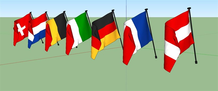 七种不同的国旗设计su模型