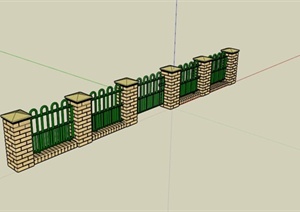 现代绿色栏杆围栏SU(草图大师)模型