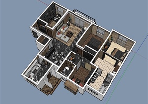 某现代室内空间住宅设计SU(草图大师)模型