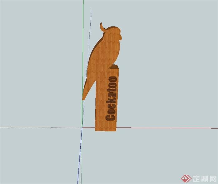 木质鹦鹉标志牌设计su模型(1)