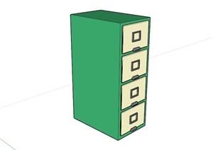 现代绿色储物柜SU(草图大师)模型
