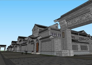 古典中式住宅院落建筑设计SU(草图大师)模型