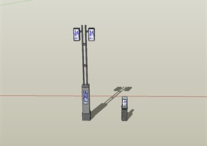 现代中式路灯灯柱、草坪灯设计SU(草图大师)模型