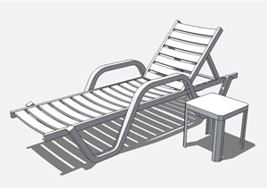 室外躺椅与茶几组合设计SU(草图大师)模型