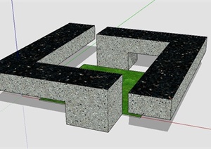 方形大理石树池坐凳设计SU(草图大师)模型