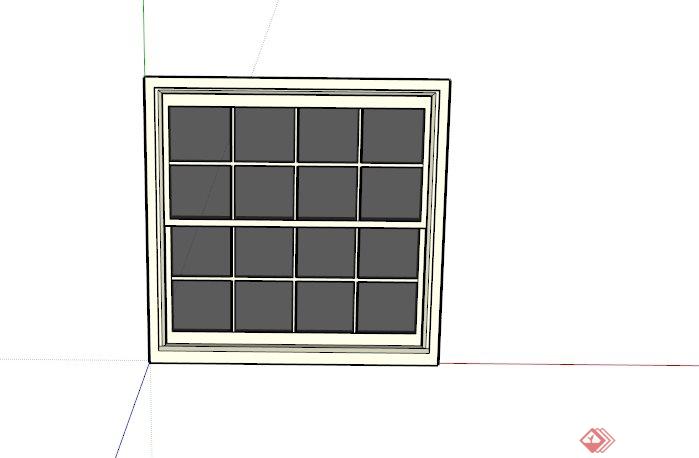 现代室内矩形窗户SU模型(1)