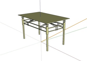 某现代风格方桌设计SU(草图大师)模型