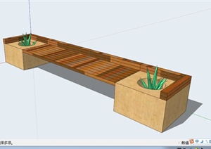 现代户外花池长椅坐凳SU(草图大师)模型