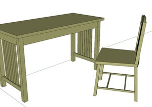 现代木制写字台桌椅组合SU(草图大师)模型