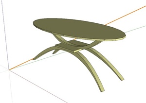 现代椭圆简约桌子设计SU(草图大师)模型