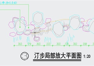园林景观节点汀步设计CAD详图