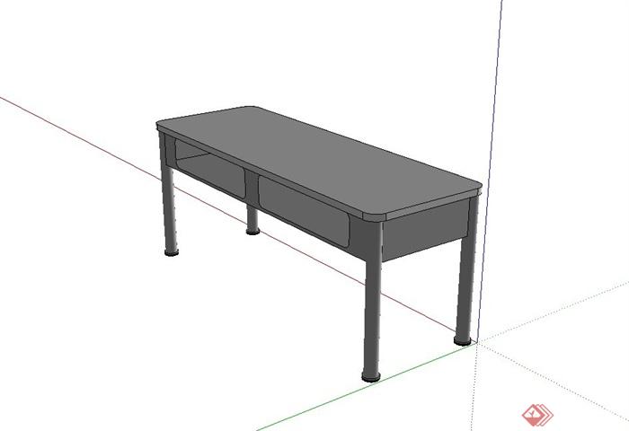 某现代风格学生桌子设计su模型(3)