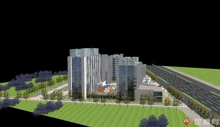 某现代发电设备制造生产基地住宅区建筑设计su模型(3)