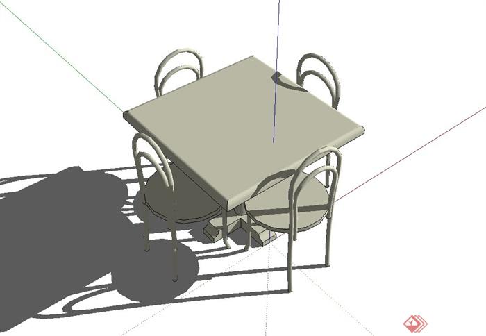现代风格四人餐桌椅设计su模型(2)