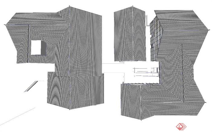 古典中式两层商业建筑群设计SU模型(5)